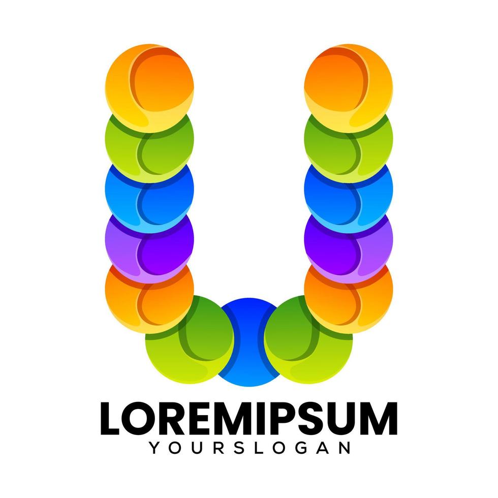 colorful letter u gradient logo design vector