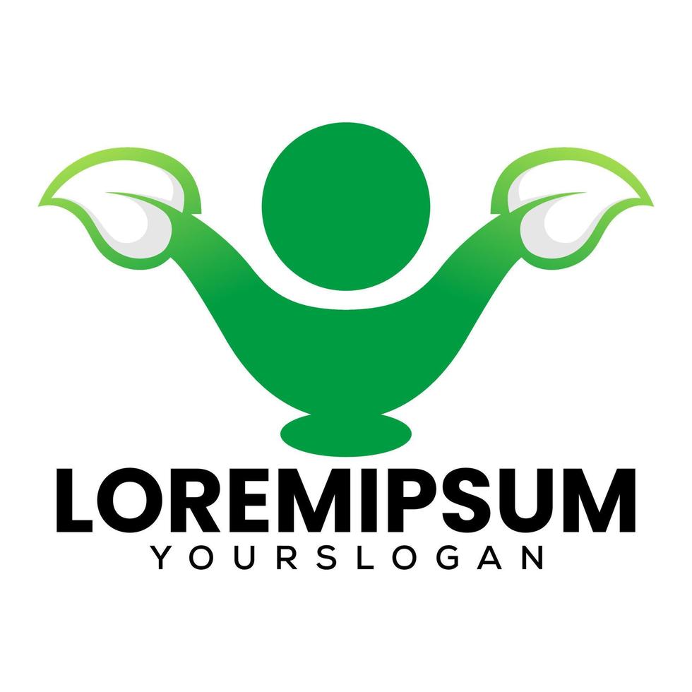 human and leaf logo design vector