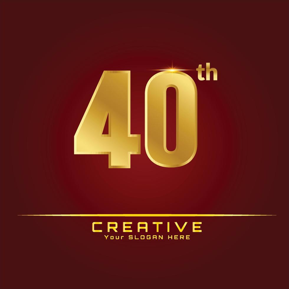 anniversary, anniversary, anniversary celebration logotype. Logo, ribbon golden number on red background. Numbers ribbon gold foil. vector