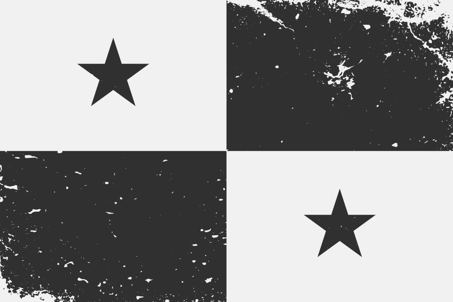 Grunge styled black and white flag Panama. Old vintage backgroun vector