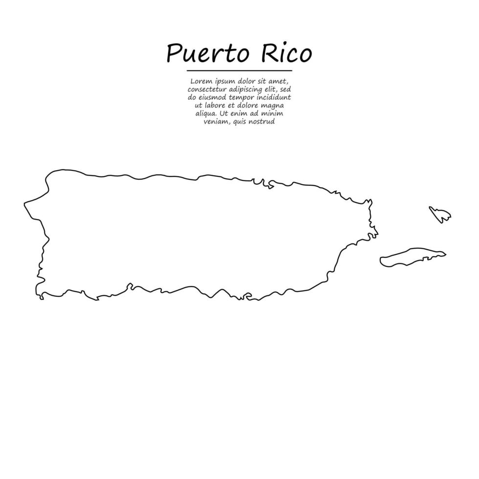 Simple Outline Map Of Puerto Rico Silhouette In Sketch Line Sty Simple Outline Map Of Puerto Rico Silhouette In Sketch Line Sty