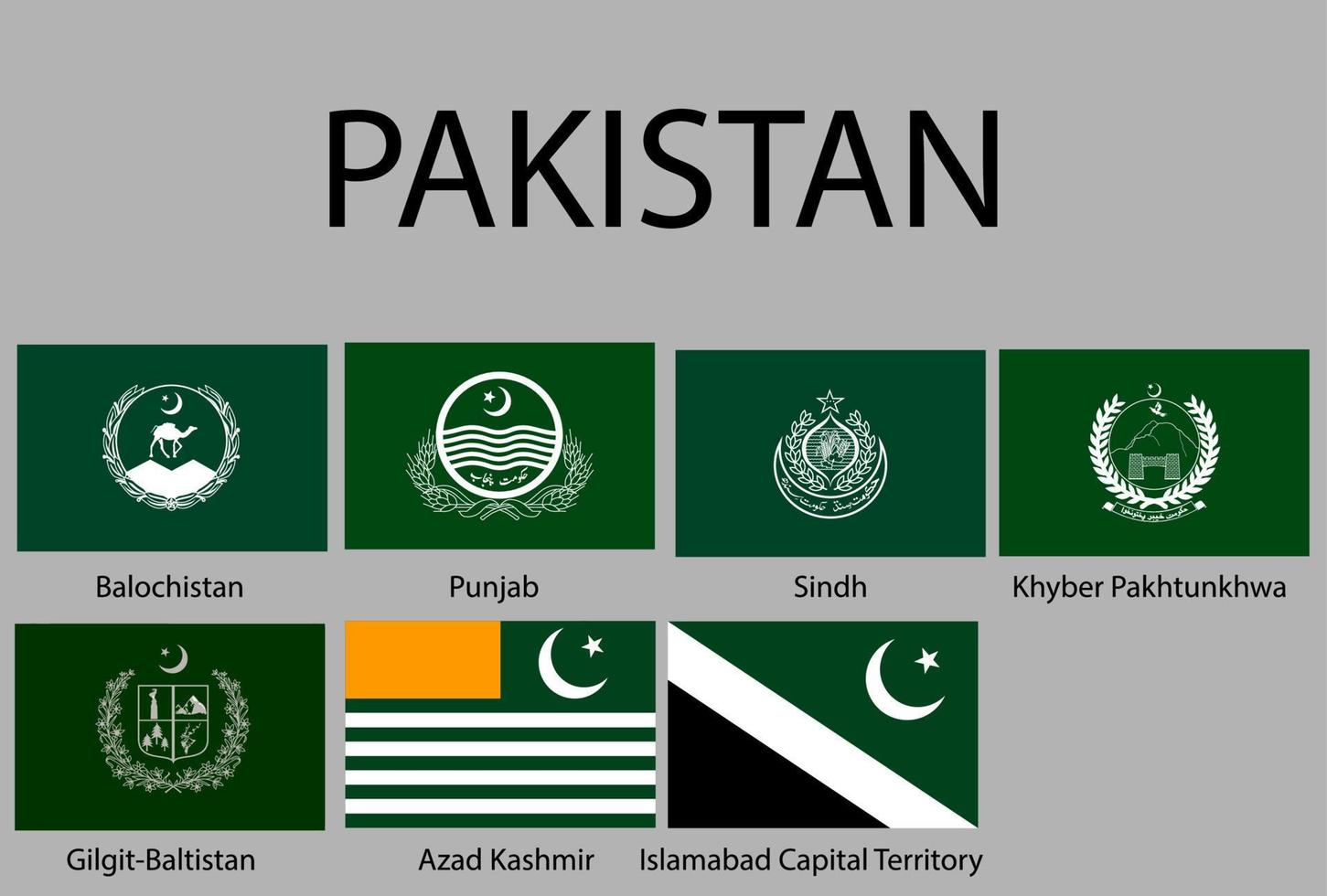 todas banderas de regiones de Pakistán. vector