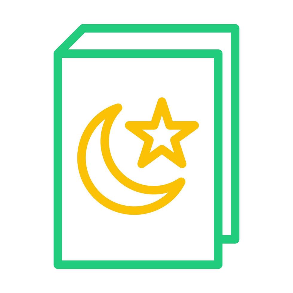 Corán icono duocolor verde amarillo estilo Ramadán ilustración vector elemento y símbolo Perfecto.