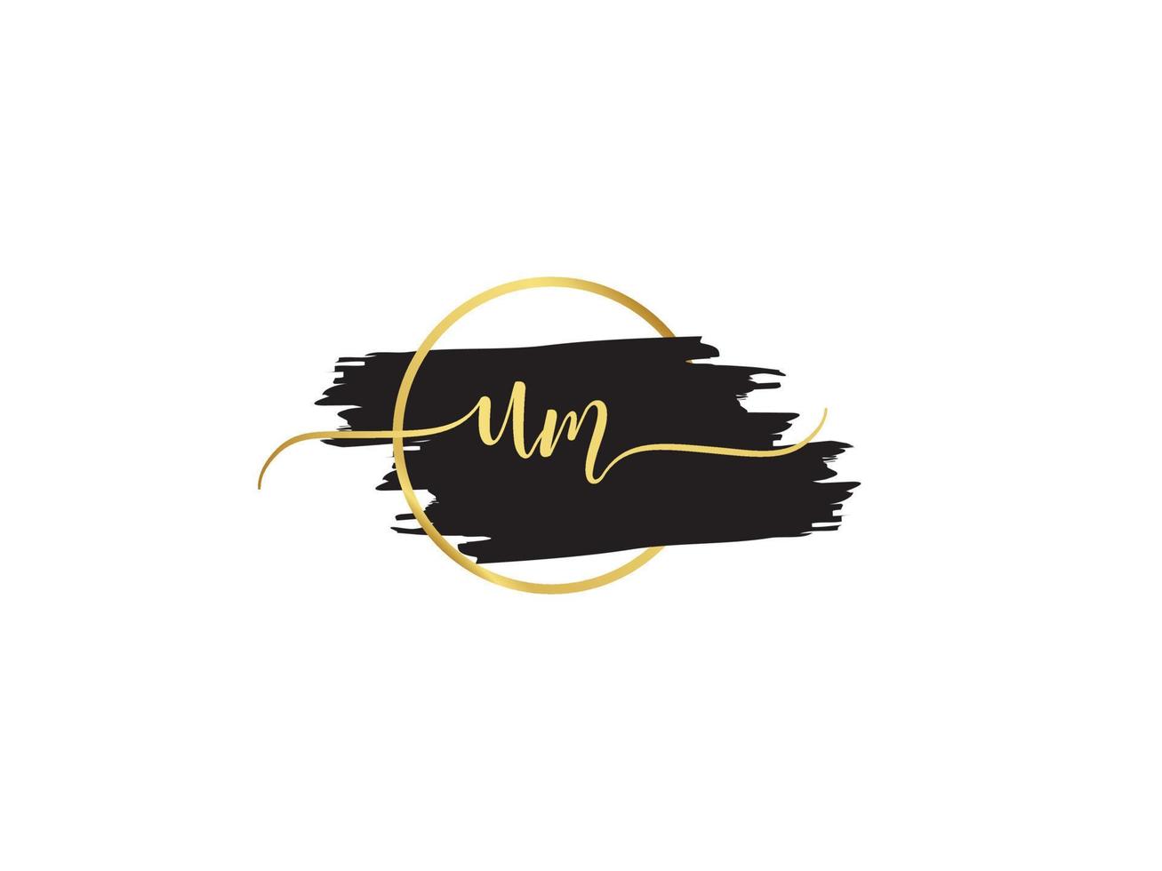 Initial Um Signature Letter, Signature UM Luxury Brush Logo Icon Design vector