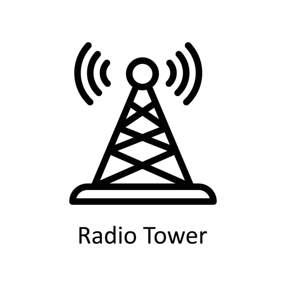 radio torre vector contorno iconos sencillo valores ilustración valores
