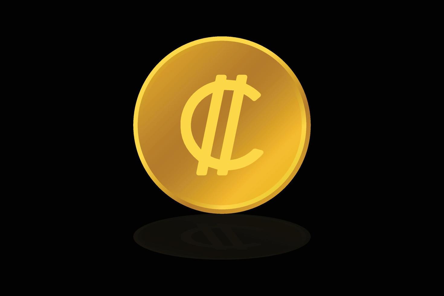 Vector gold coin colon costa rica currency money icon sign or symbol