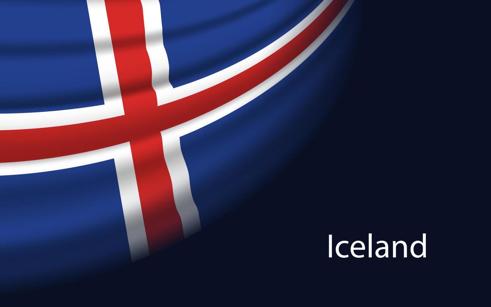 Wave flag of Iceland on dark background. Banner or ribbon vector