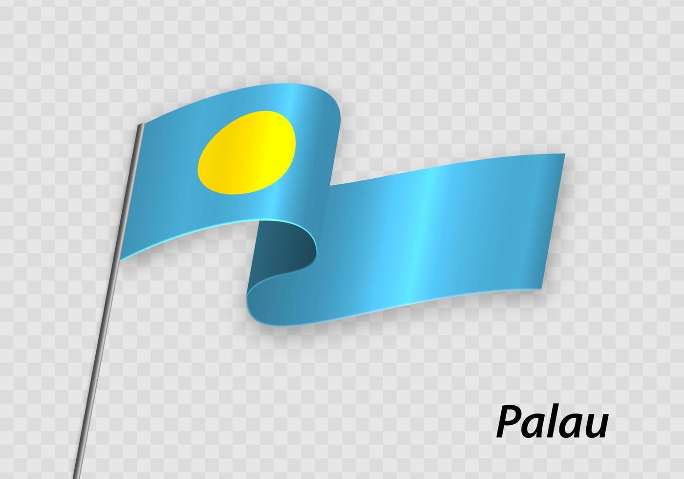 Waving flag of Palau on flagpole. Template for independence day vector