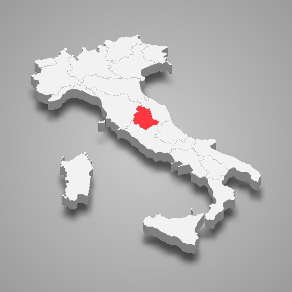 region location within Italy 3d map Template for your design vector
