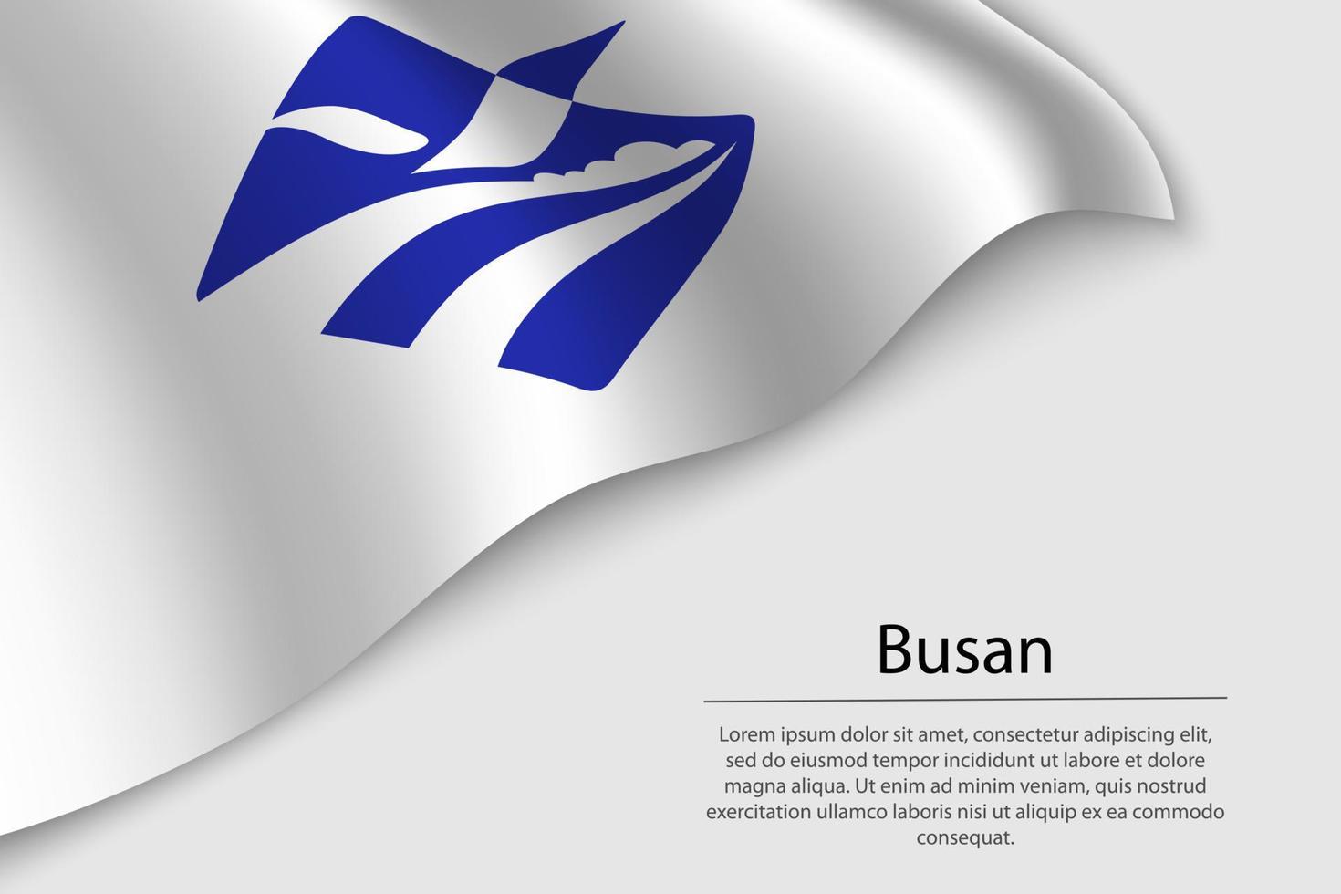 Wave flag of Busan is a state of South Korea. vector