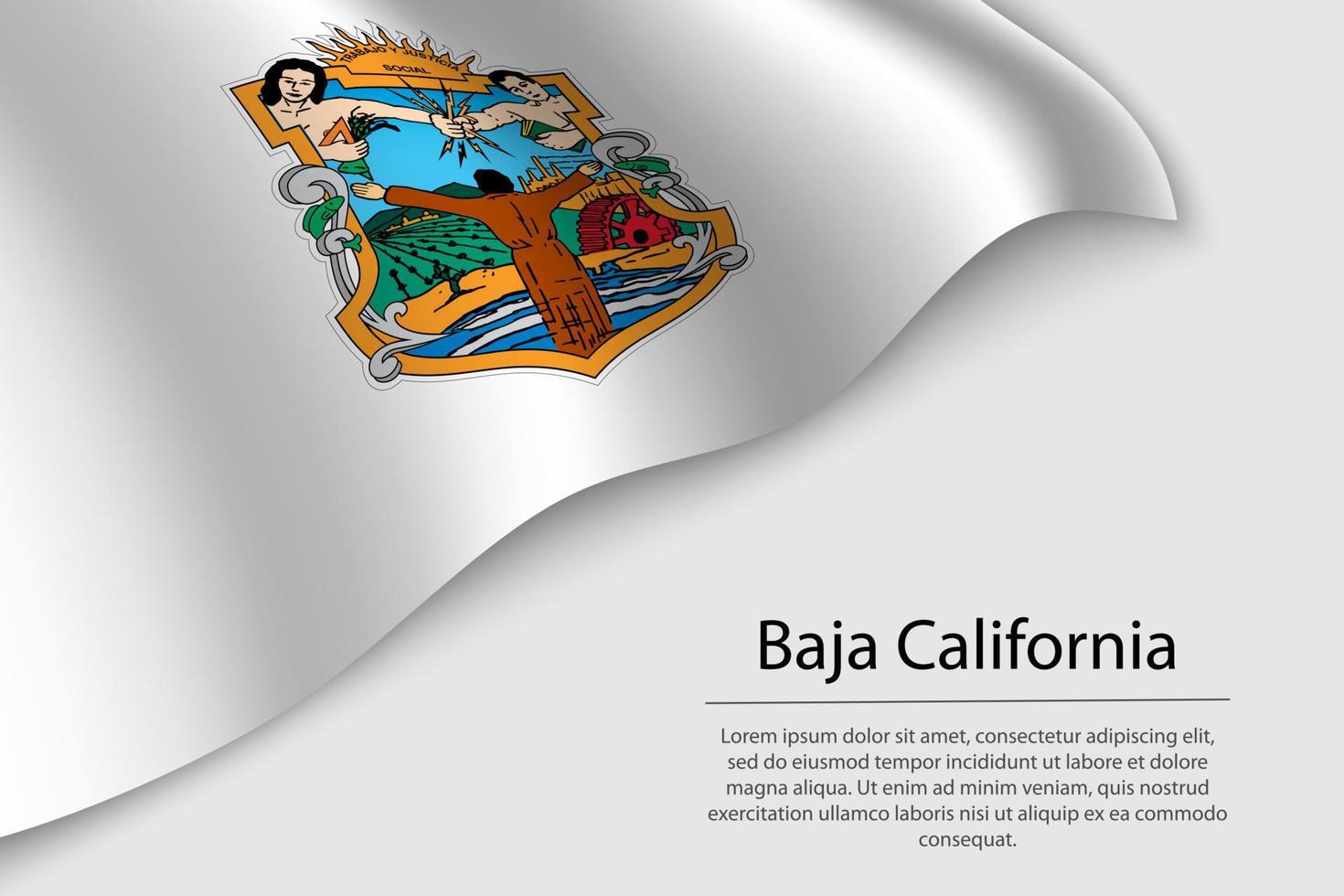 Wave flag of Baja California is a region of Mexico vector