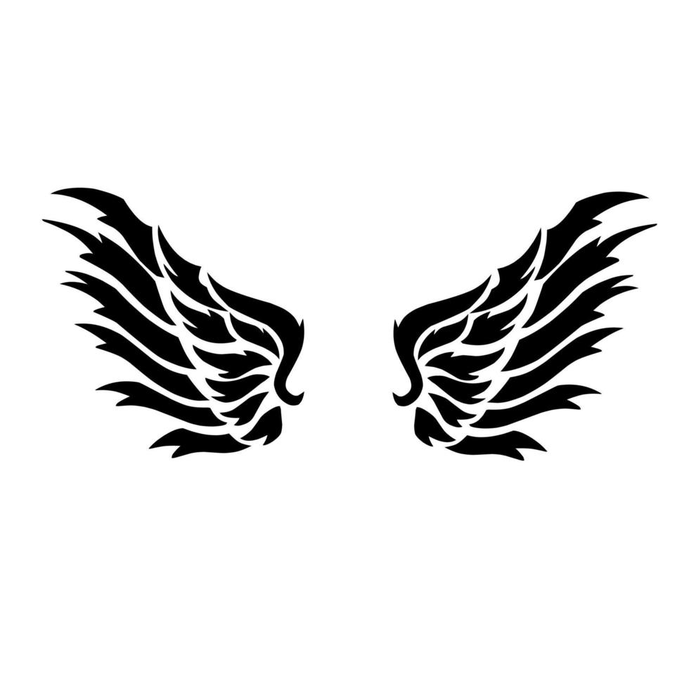 illustration vector graphic of tribal art tattoo wings in black
