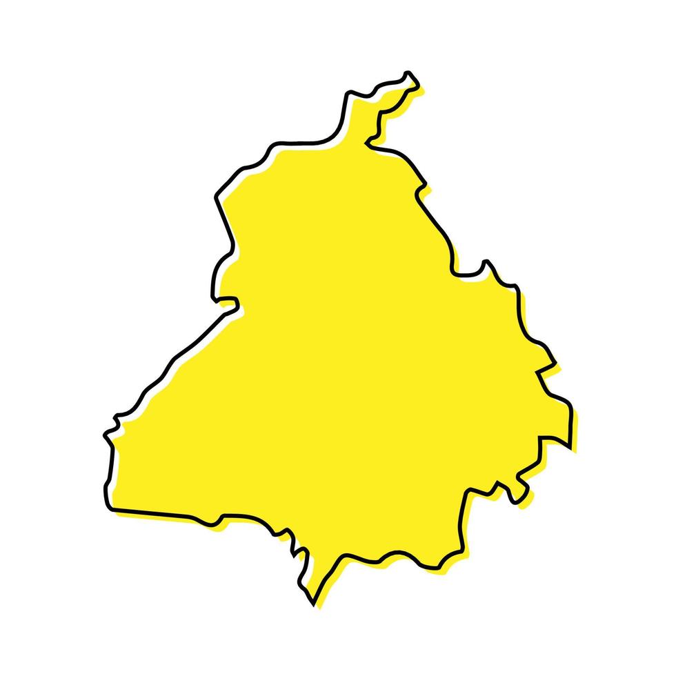 Simple outline map of Punjab is a state of India. vector