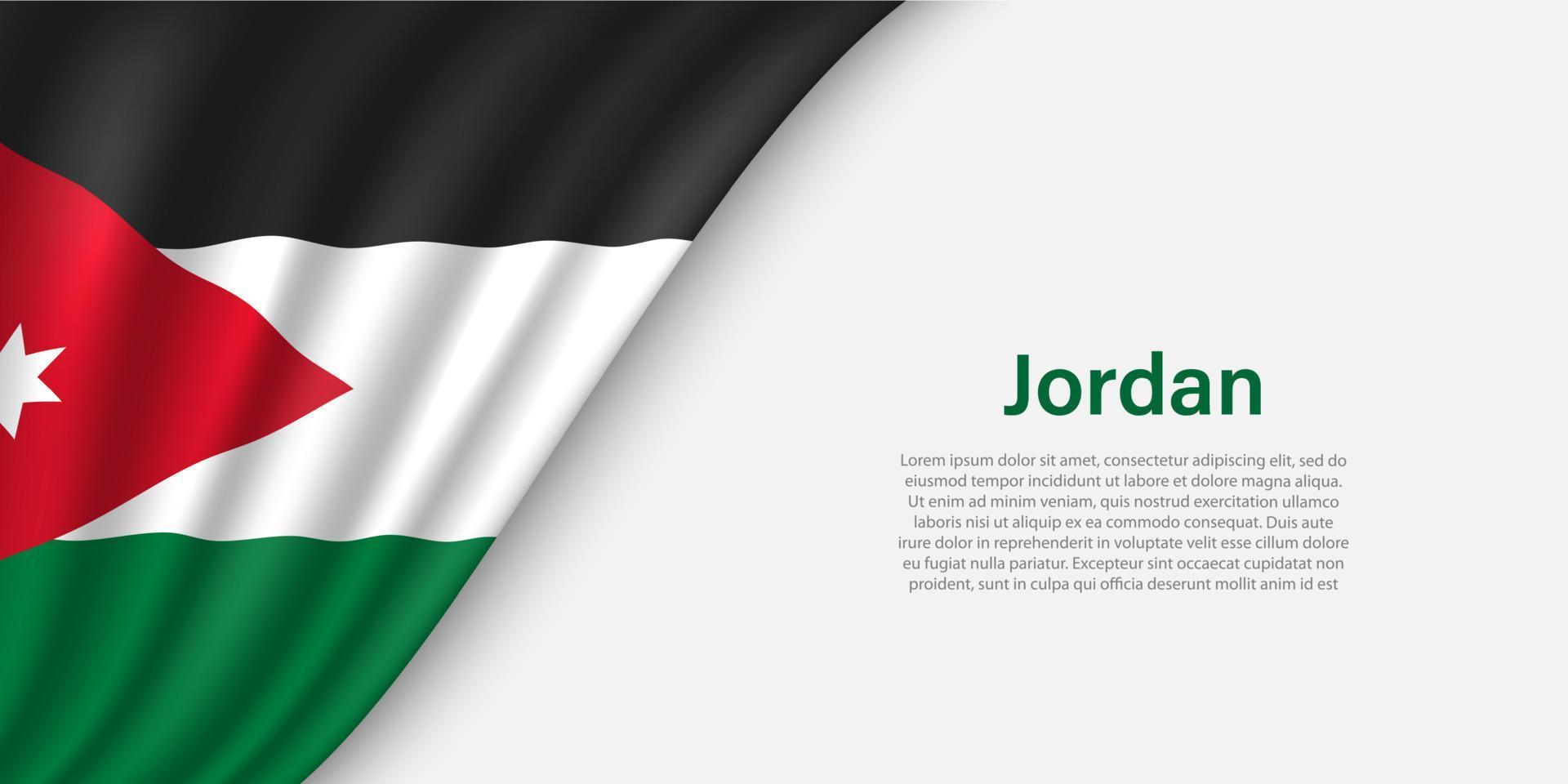 ola bandera de Jordán en blanco antecedentes. vector
