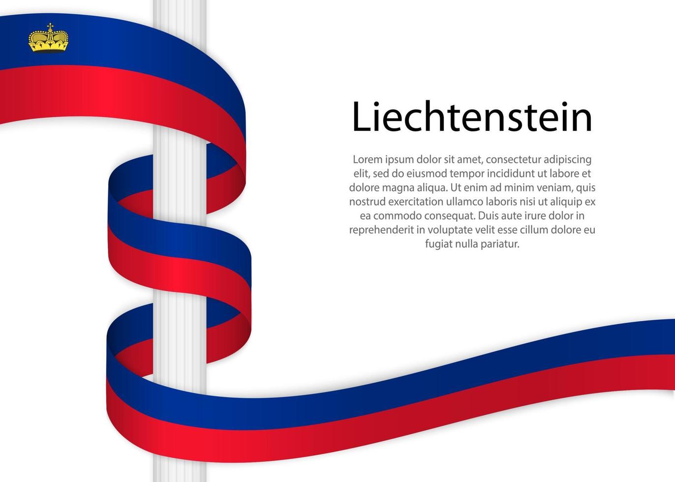 ondulación cinta en polo con bandera de Liechtenstein. modelo para yo vector