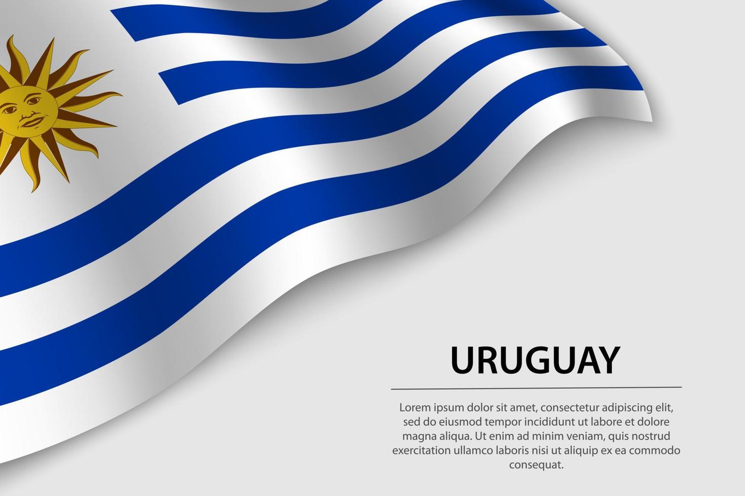 ola bandera de Uruguay en blanco antecedentes. bandera o cinta vecto vector