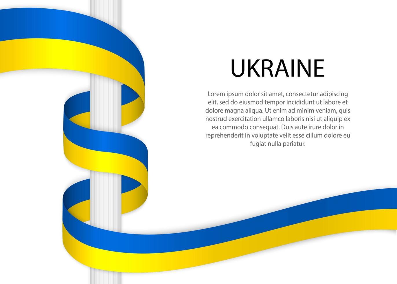 Waving ribbon on pole with flag of Ukraine. Template for indepen vector