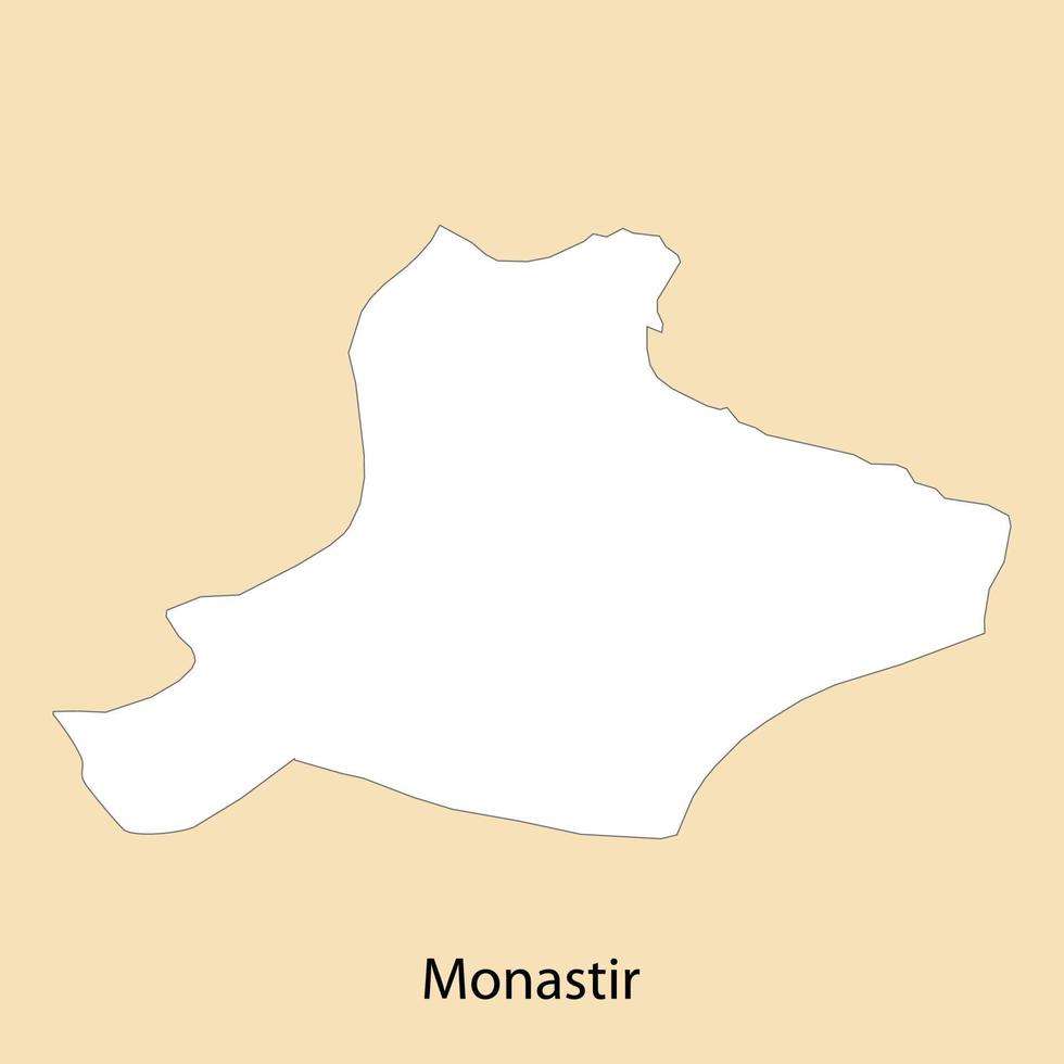 alto calidad mapa de monastir es un región de Túnez vector