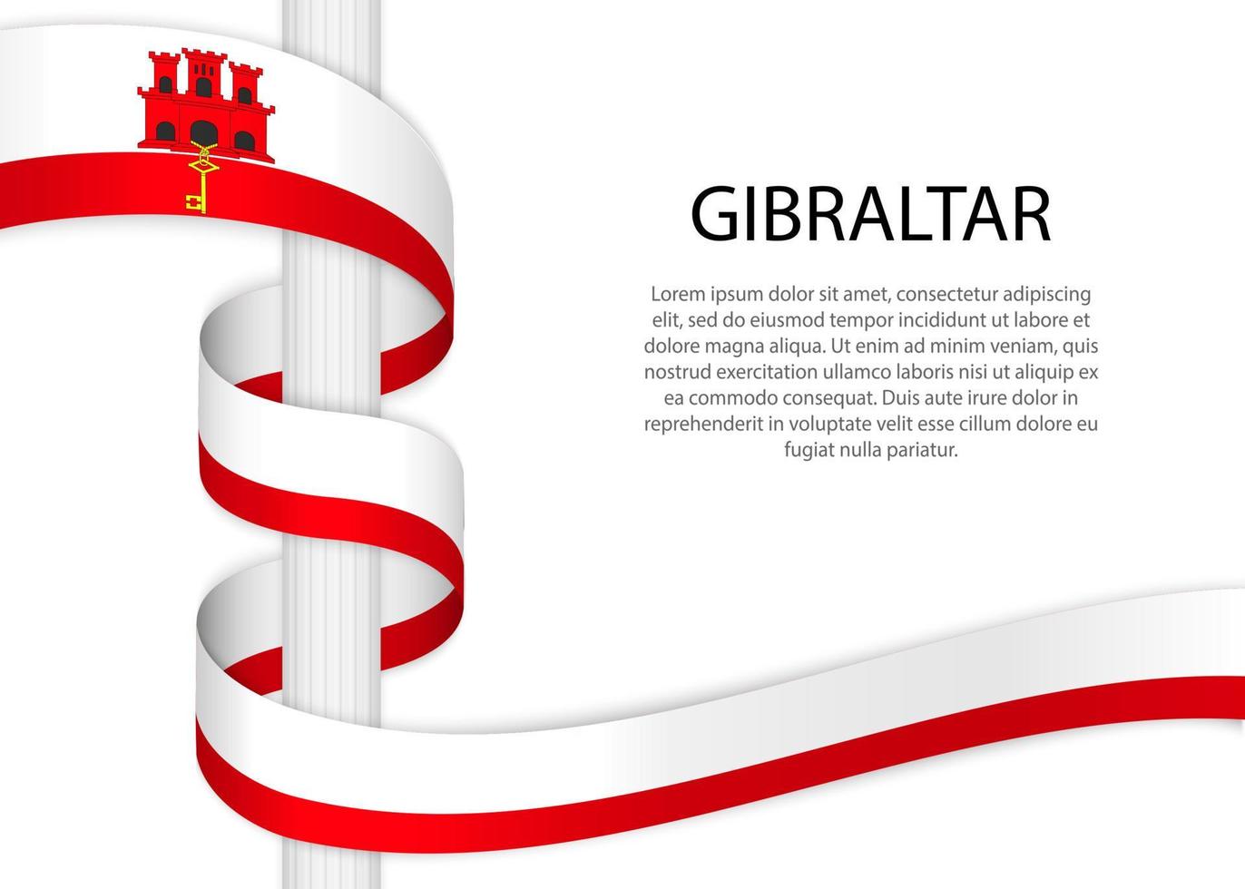 ondulación cinta en polo con bandera de Gibraltar. modelo para independiente vector