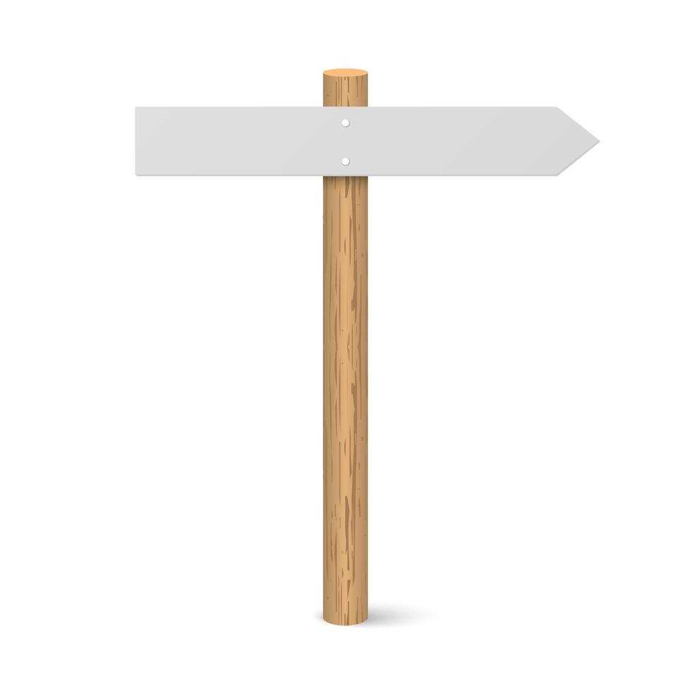 3d realistic wooden signboard. Blank road board vector