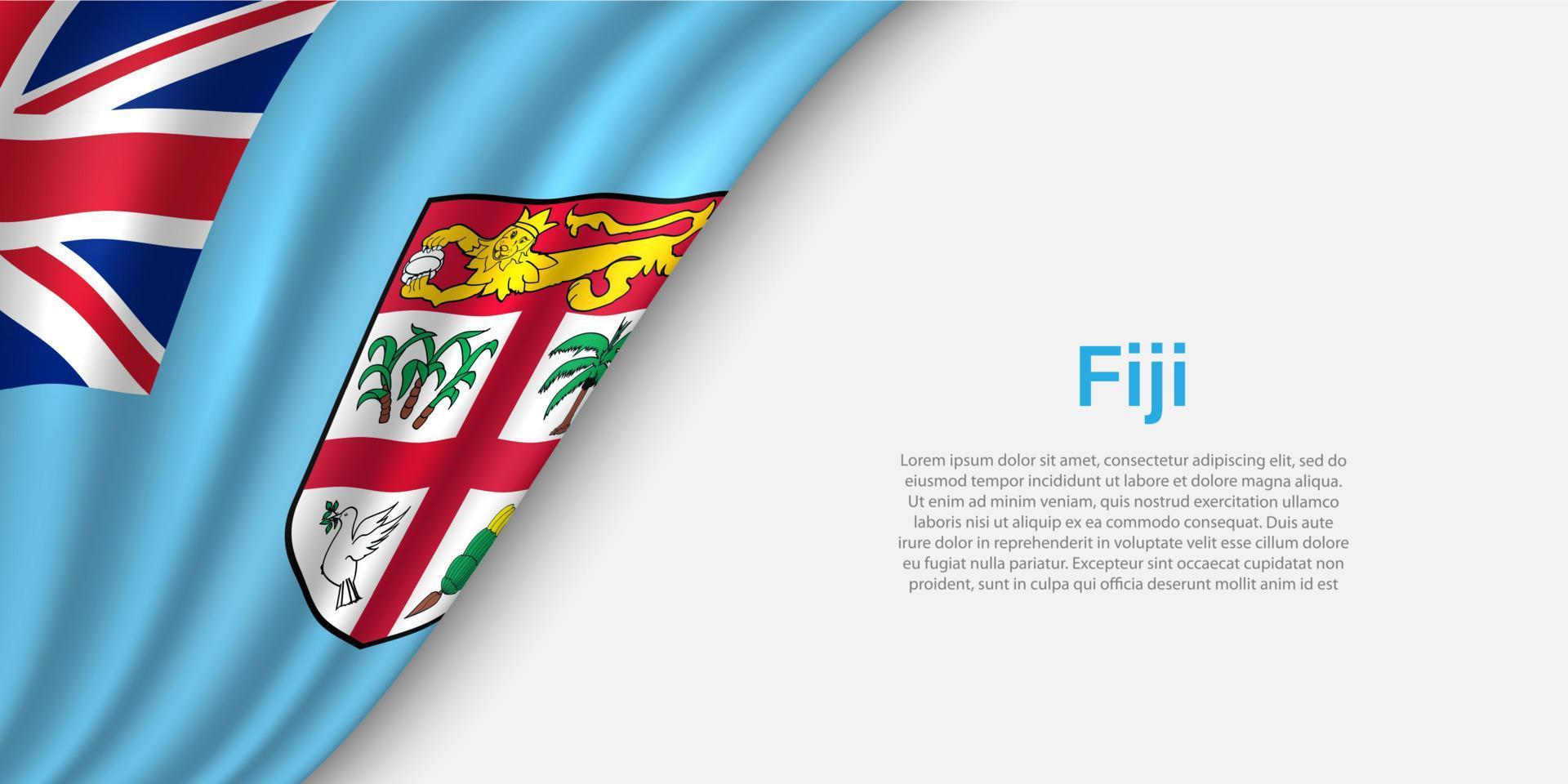 Wave flag of Fiji on white background. vector