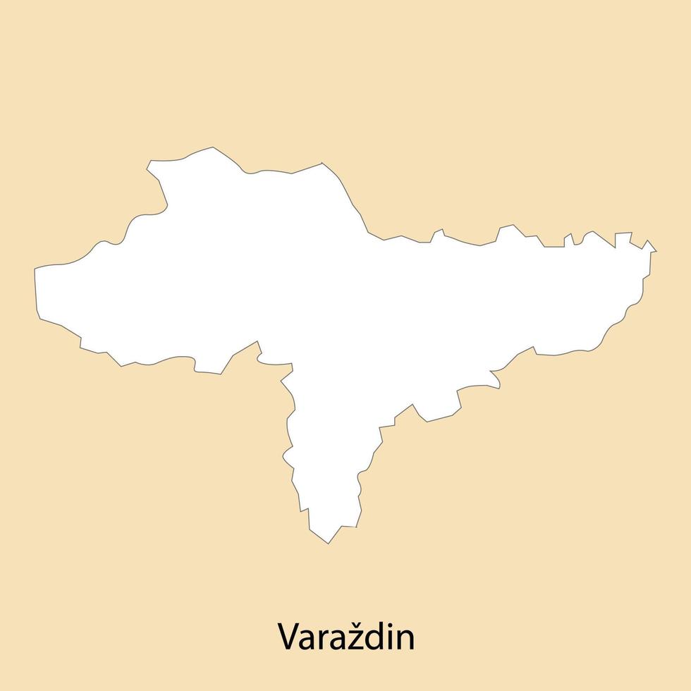 High Quality map of Varazdin is a region of Croatia vector
