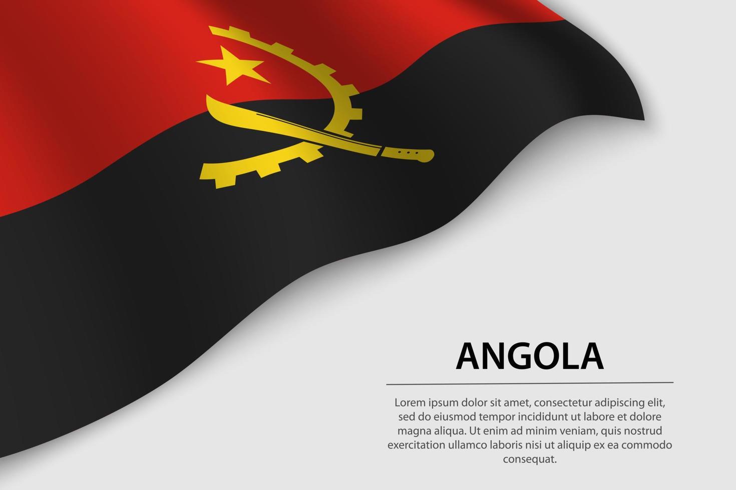 Wave flag of Angola on white background. Banner or ribbon vector
