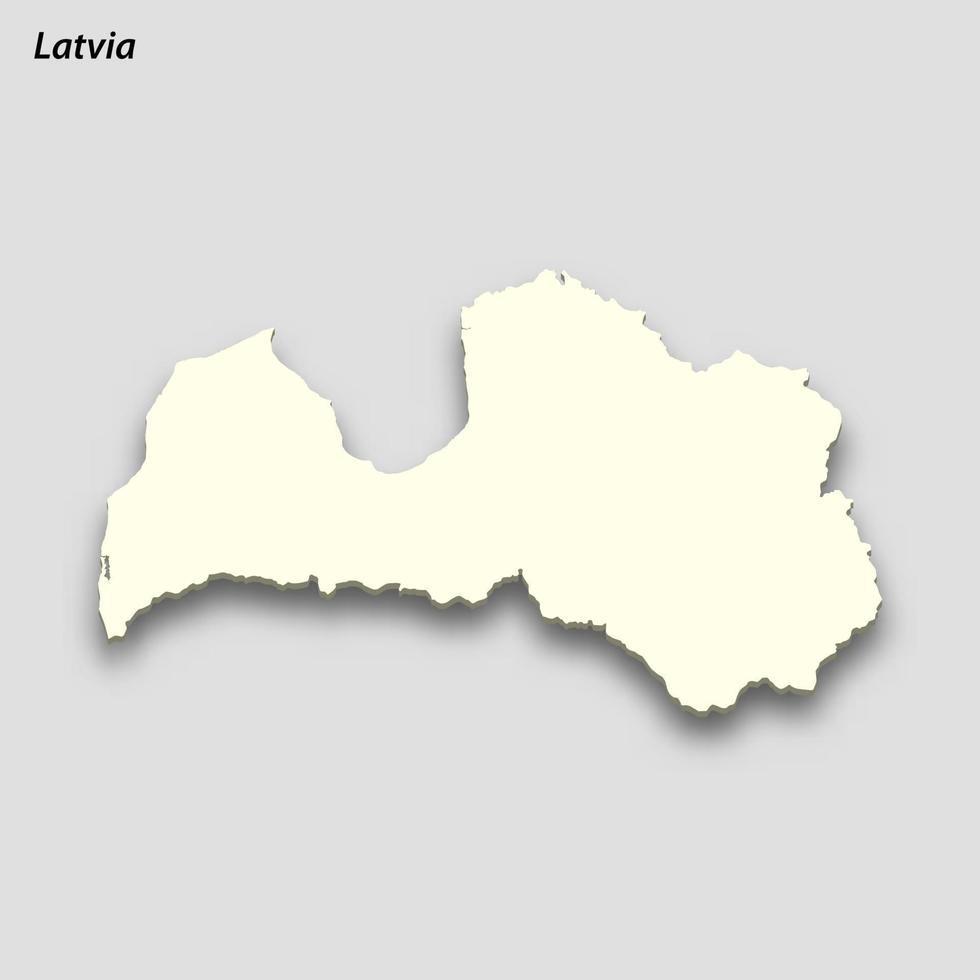 3d isometric map of Latvia isolated with shadow vector