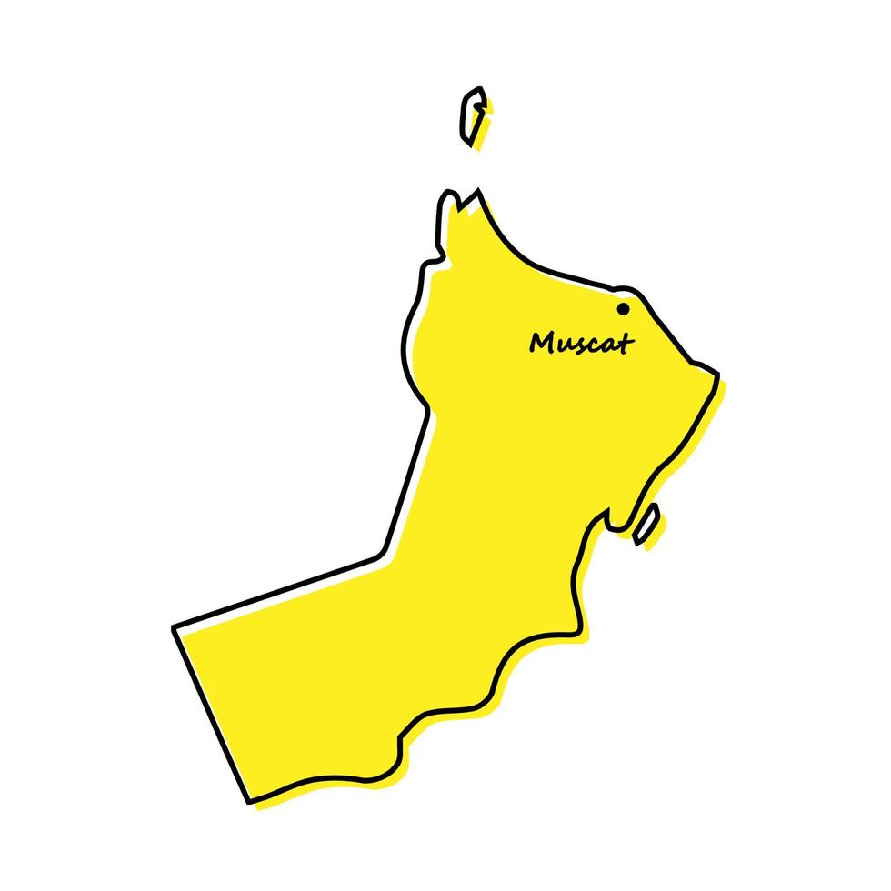 Simple outline map of Oman with capital location vector