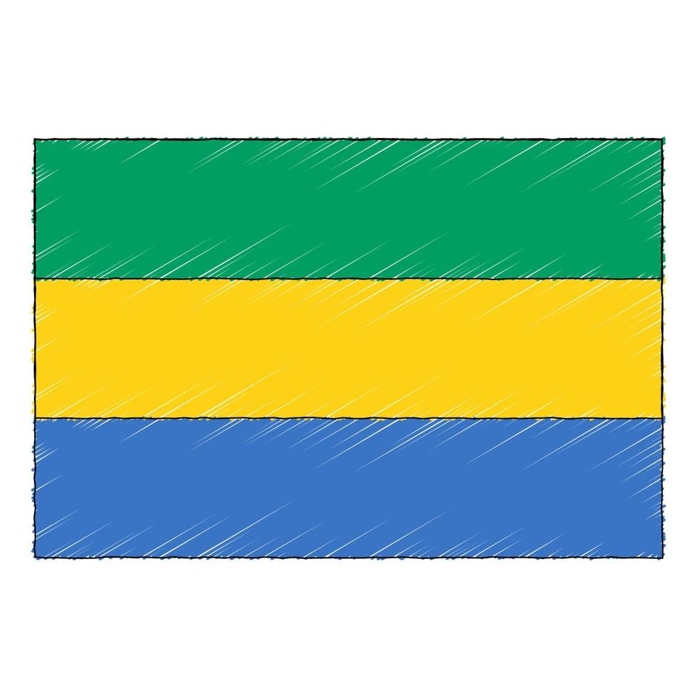 Hand drawn sketch flag of Gabon. doodle style icon vector