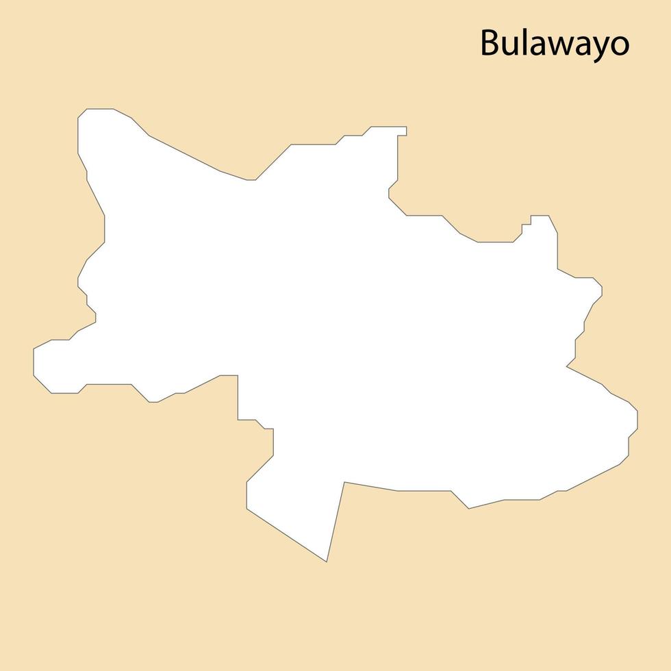 High Quality map of Bulawayo is a region of Zimbabwe vector