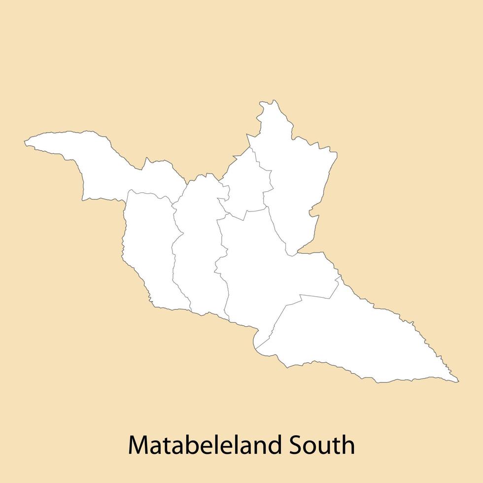 High Quality map of Matabeleland South is a region of Zimbabwe vector