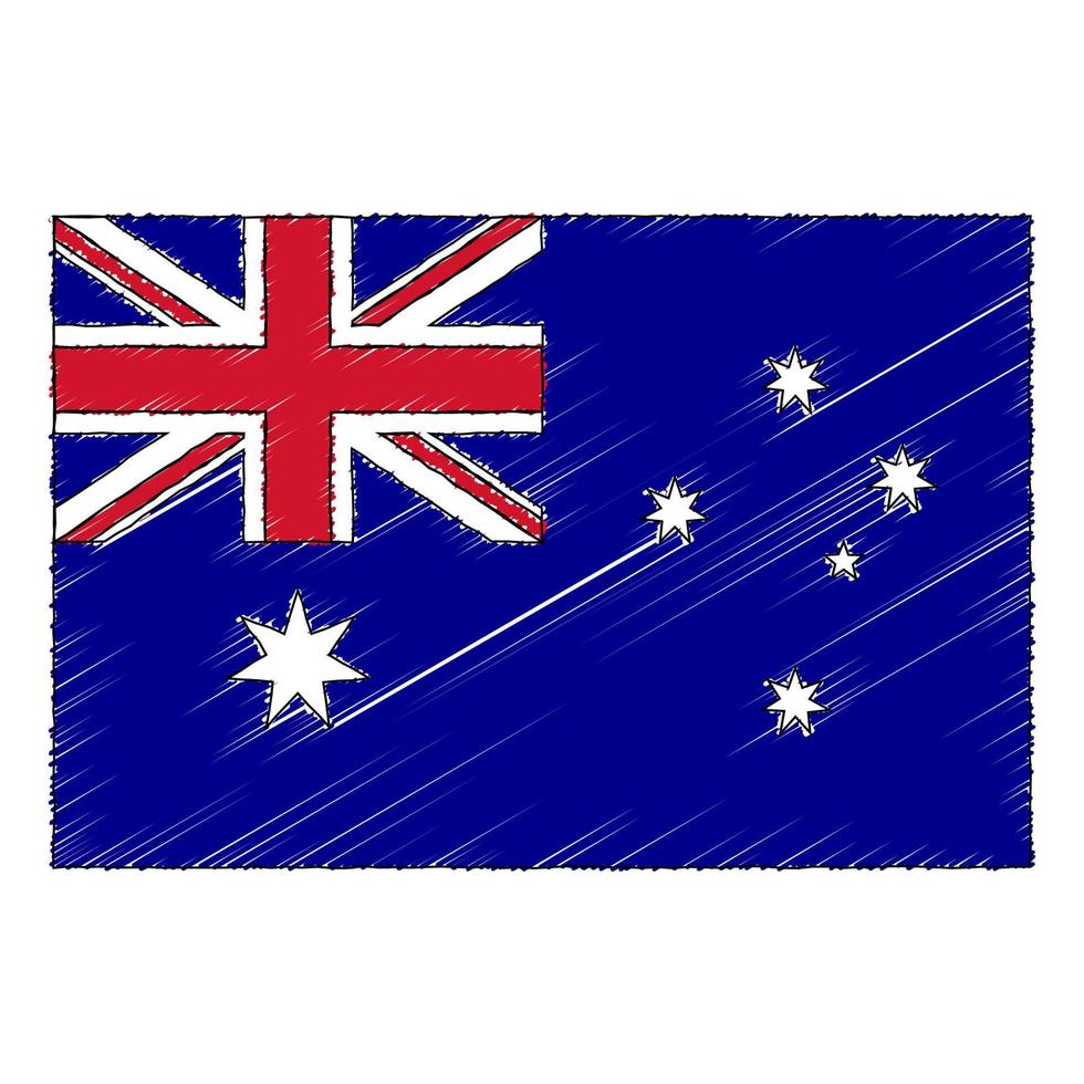 Hand drawn sketch flag of Australia. doodle style icon vector