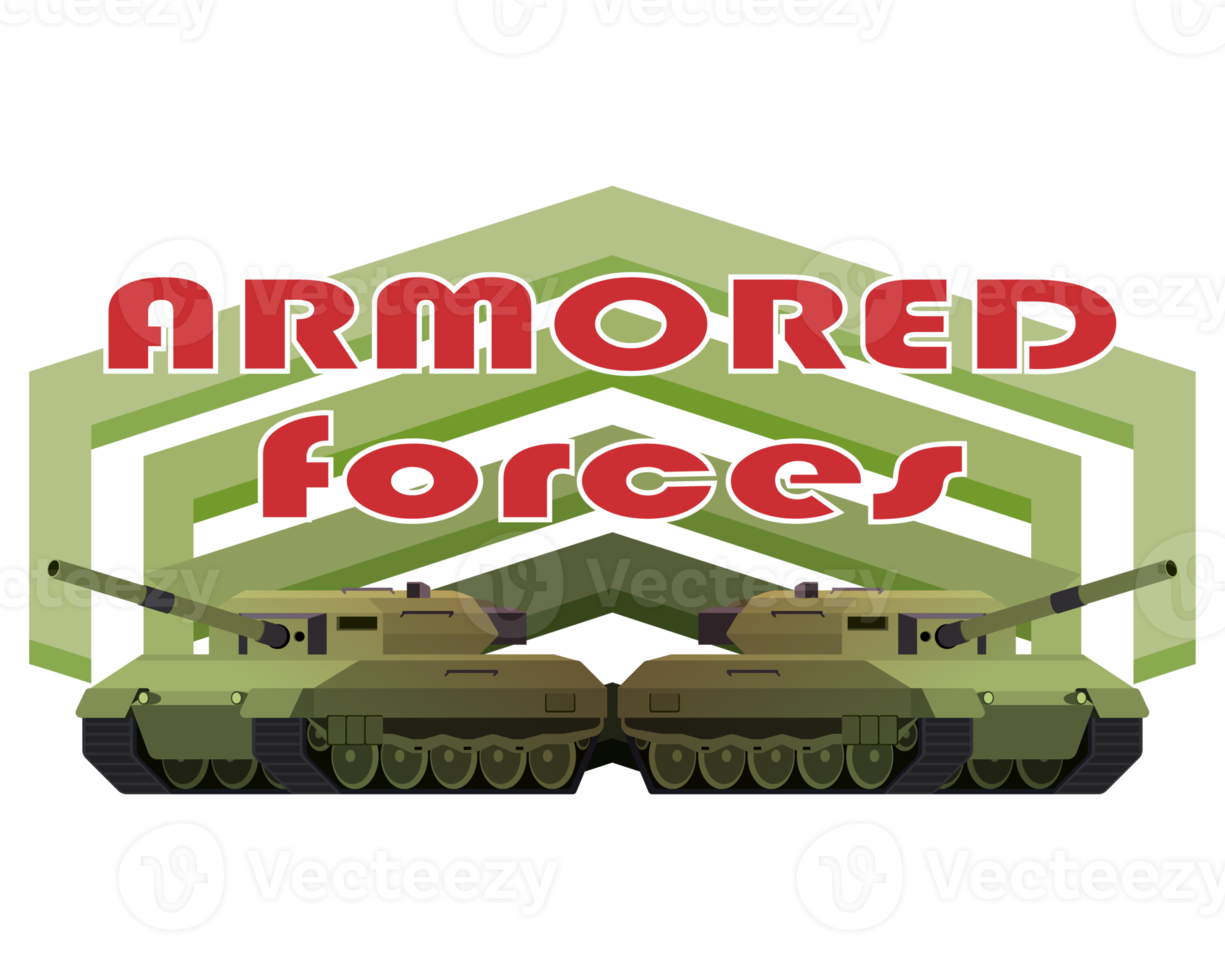 Vintage military emblem. Armored tank badges and logo. Colorful PNG illustration.