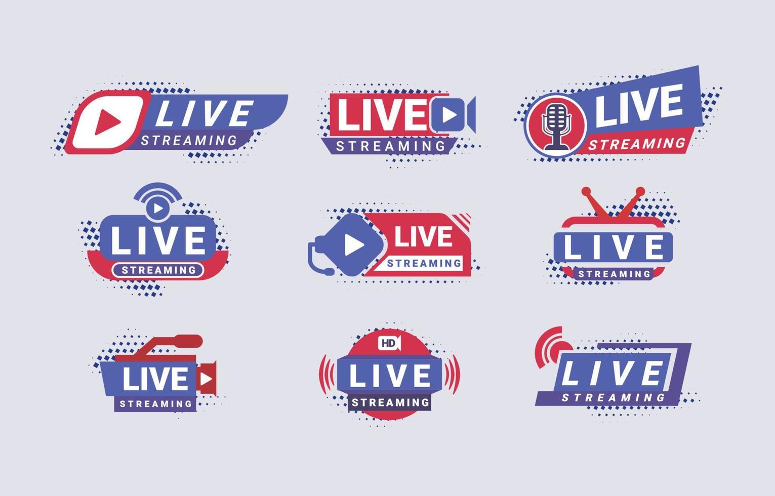 General Live Streaming Label Set vector