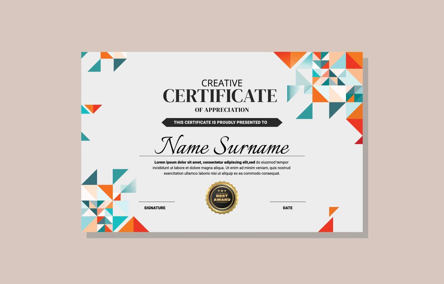 plantilla de diseño de certificado creativo vector