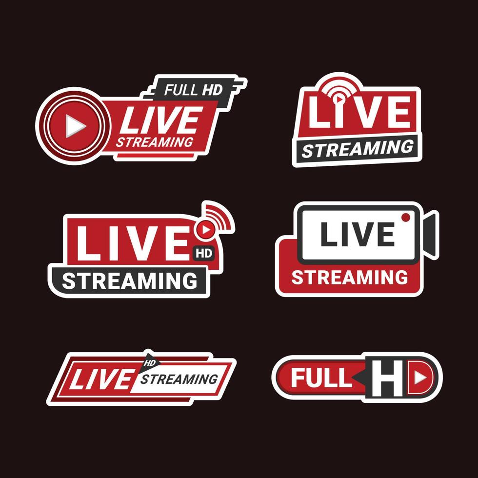 Live Streaming Label Set Collection vector