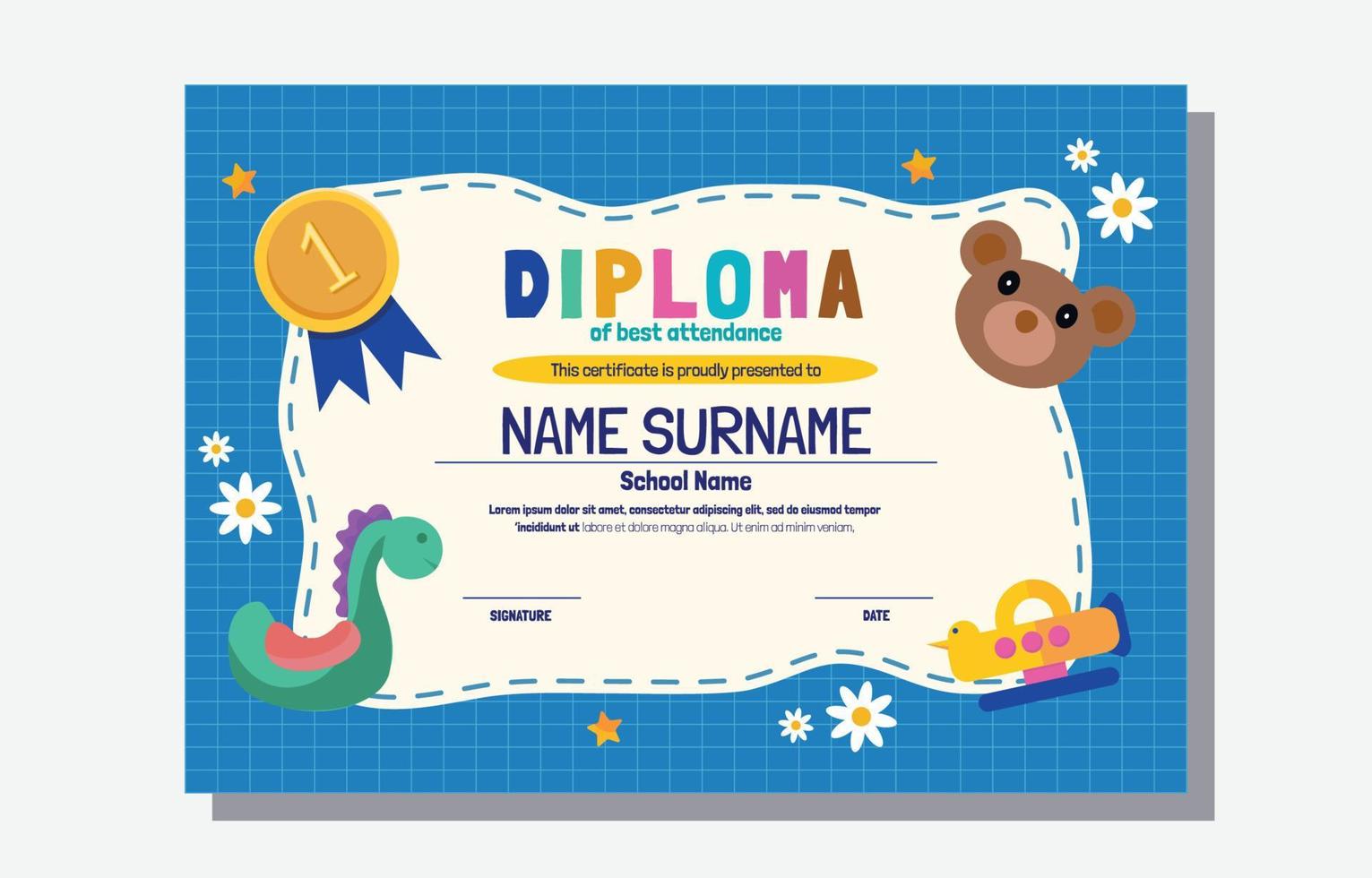 Children Diploma Certificate Template vector