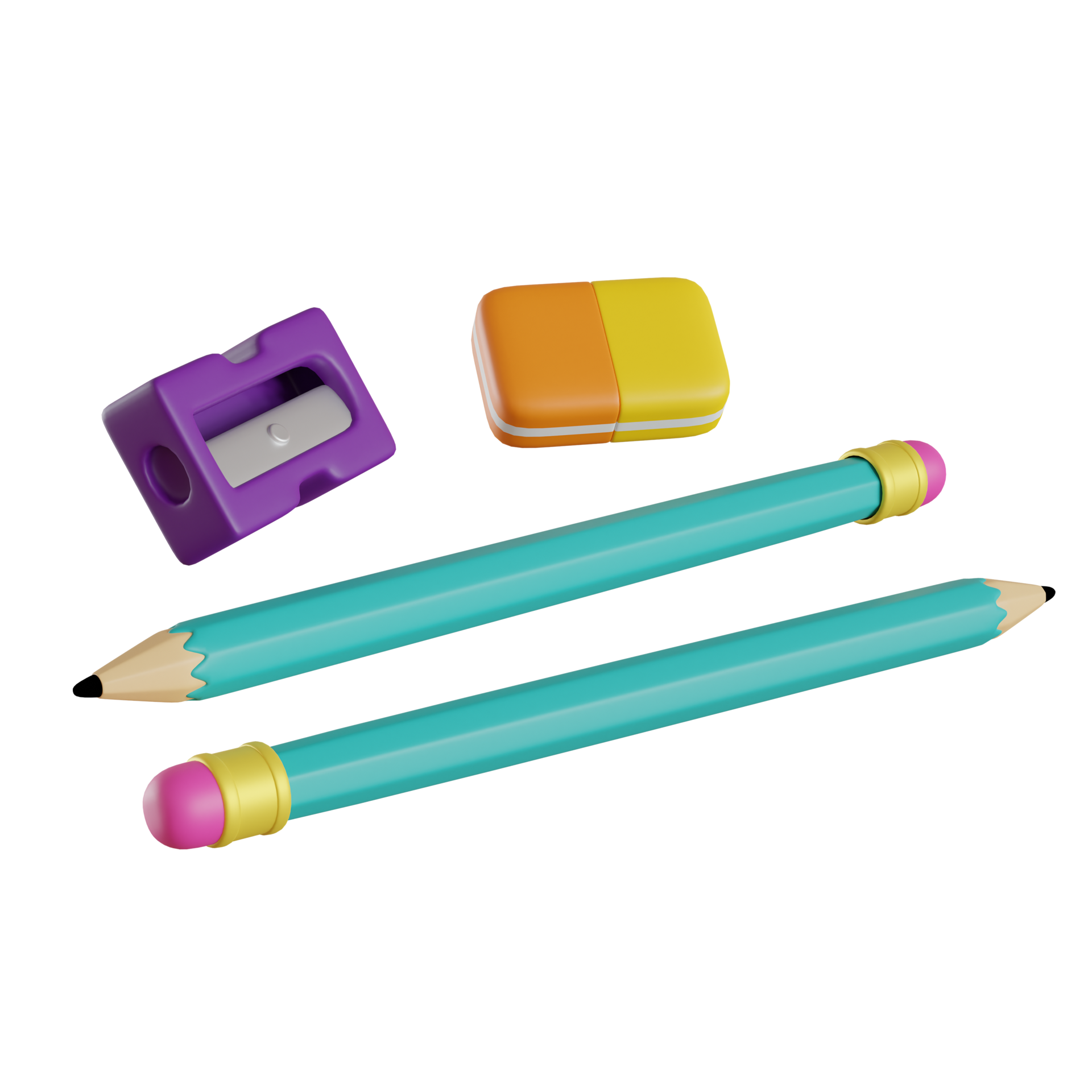 study tools pencil, eraser, sharpener 21834282 PNG