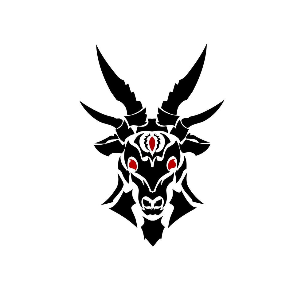 illustration vector graphic of tribal art design tattoo goat demon head for satanic symbol