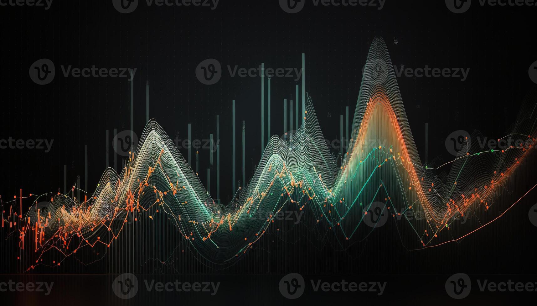 generativo ai, valores mercado gráfico líneas, financiero grafico en tecnología resumen antecedentes representar financiero crisis, financiero fusión de un reactor. tecnología concepto, comercio mercado concepto. foto