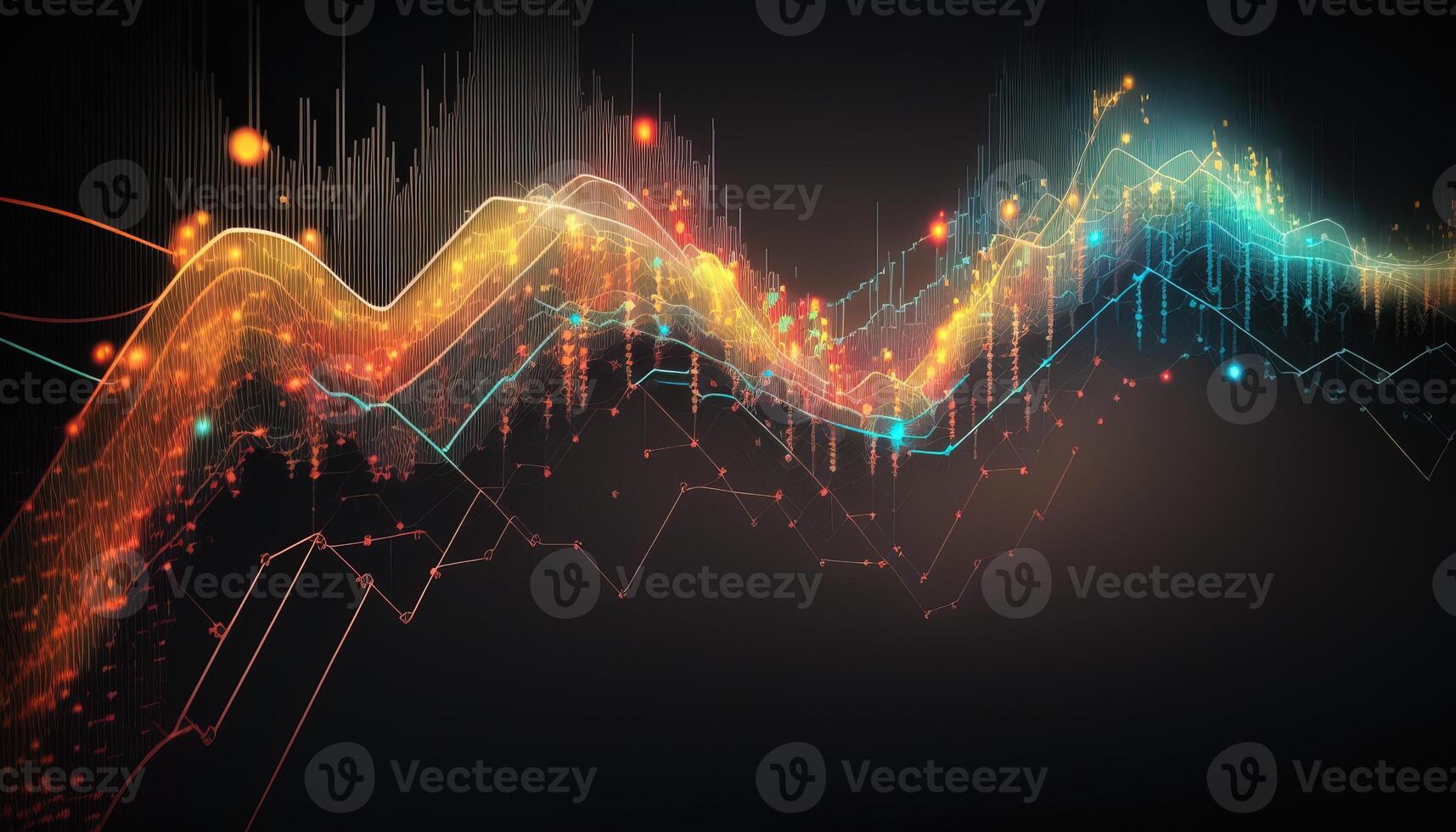 , stock market chart lines, financial graph on technology abstract background represent financial crisis, financial meltdown. Technology concept, trading market concept. photo