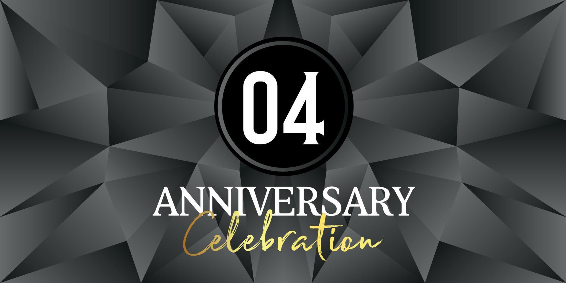 04 year anniversary celebration logo design white and gold color on Elegant Black Background Vector Art abstract background vector