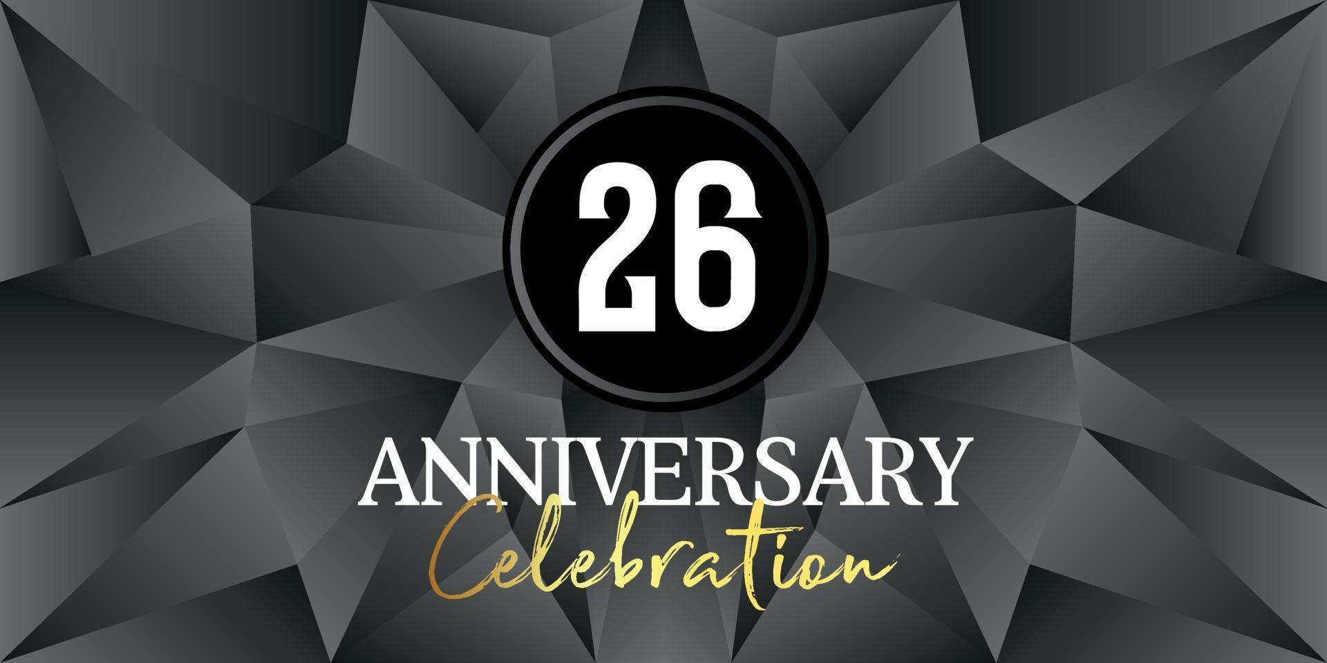 26 year anniversary celebration logo design white and gold color on Elegant Black Background Vector Art abstract background vector