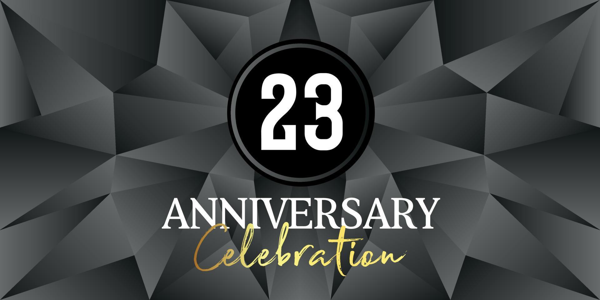 23 year anniversary celebration logo design white and gold color on Elegant Black Background Vector Art abstract background vector