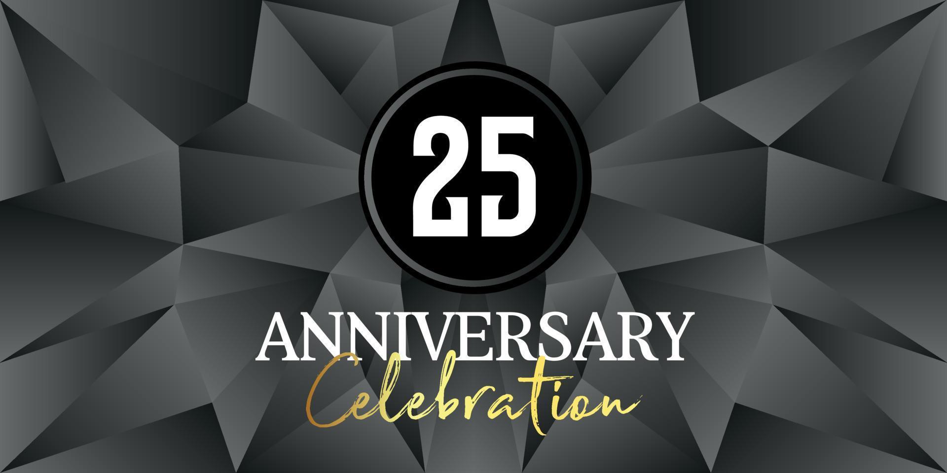 25 year anniversary celebration logo design white and gold color on Elegant Black Background Vector Art abstract background vector