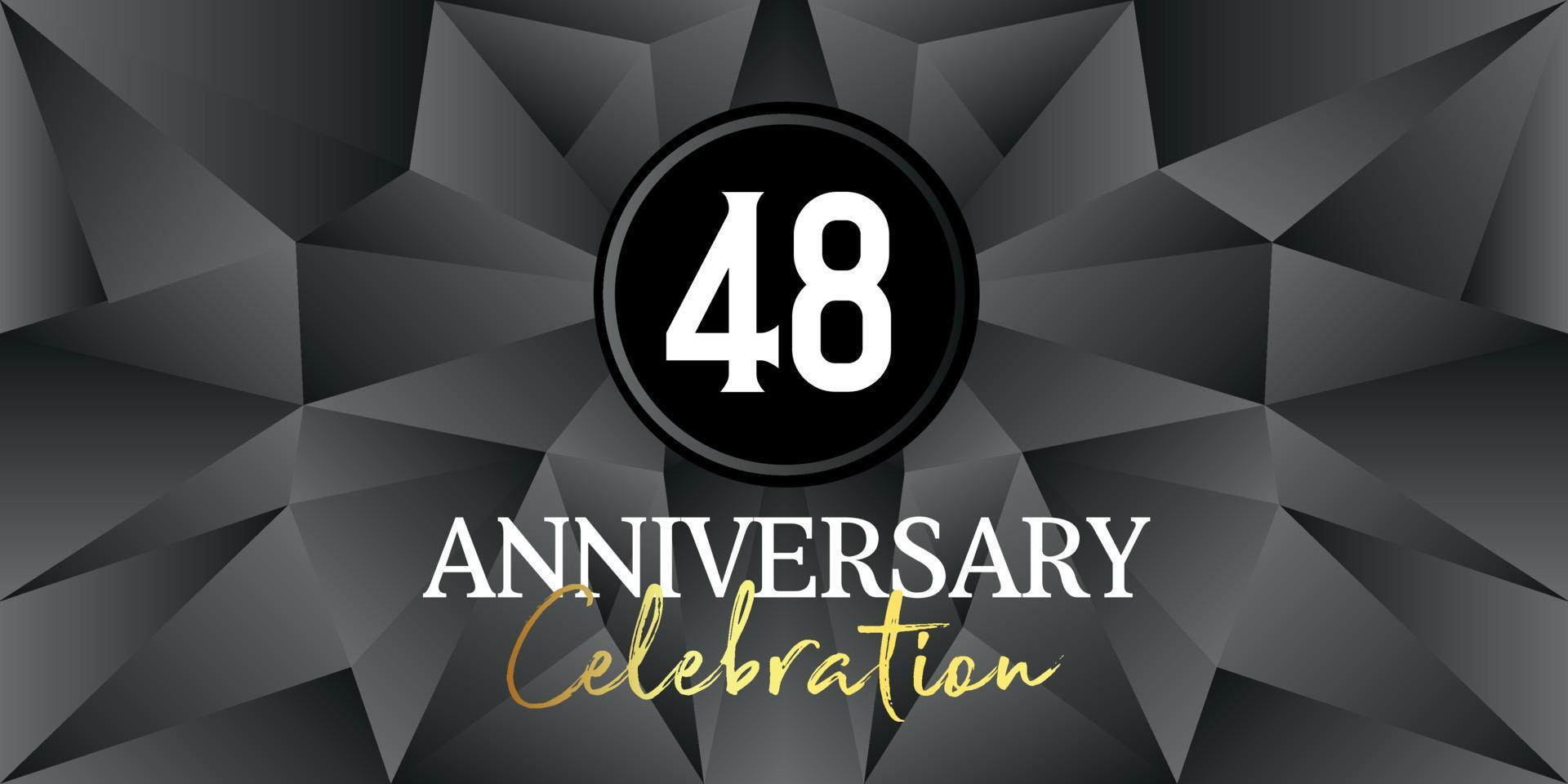48 year anniversary celebration logo design white and gold color on Elegant Black Background Vector Art abstract background vector