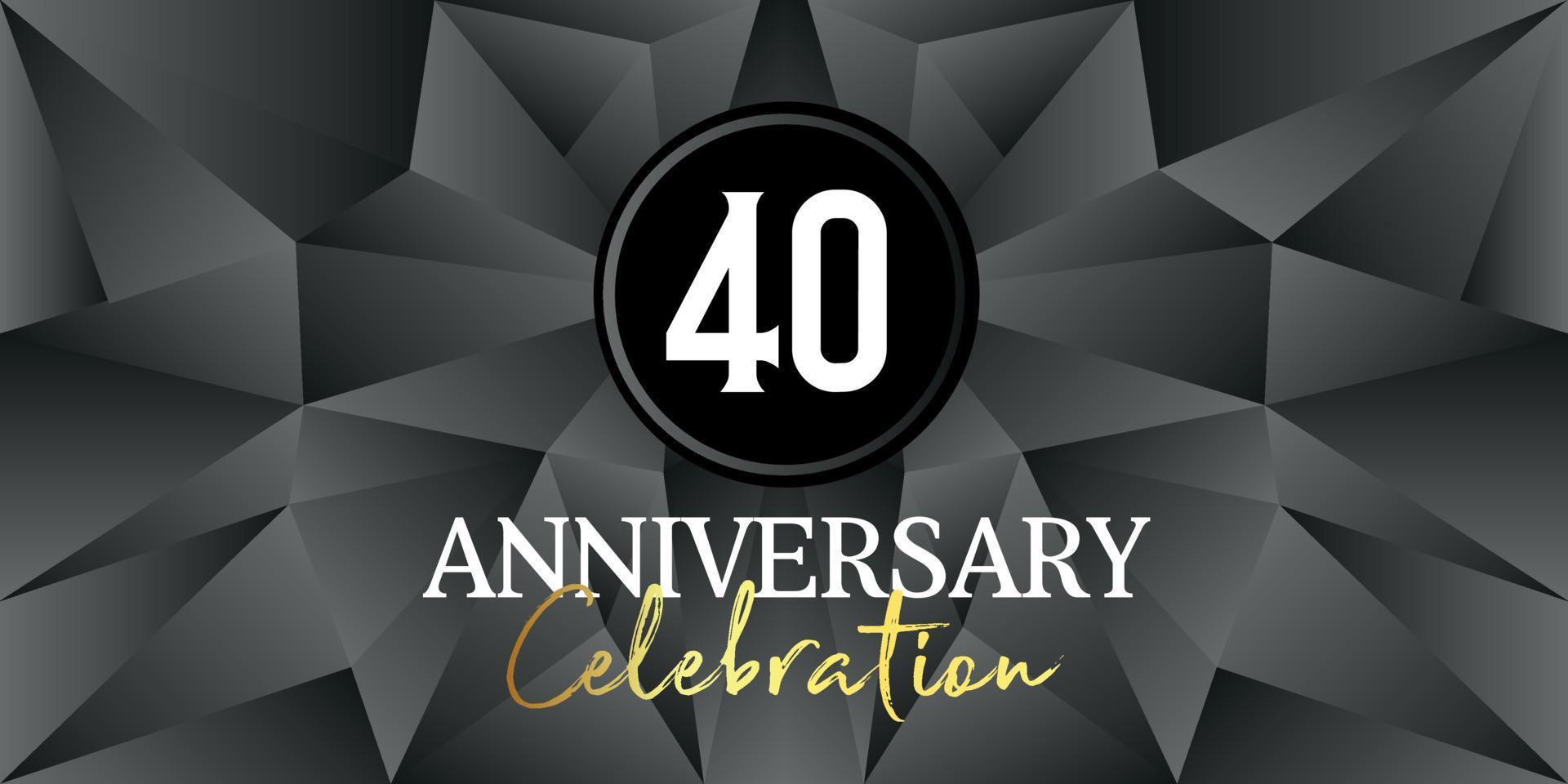 40 year anniversary celebration logo design white and gold color on Elegant Black Background Vector Art abstract background vector