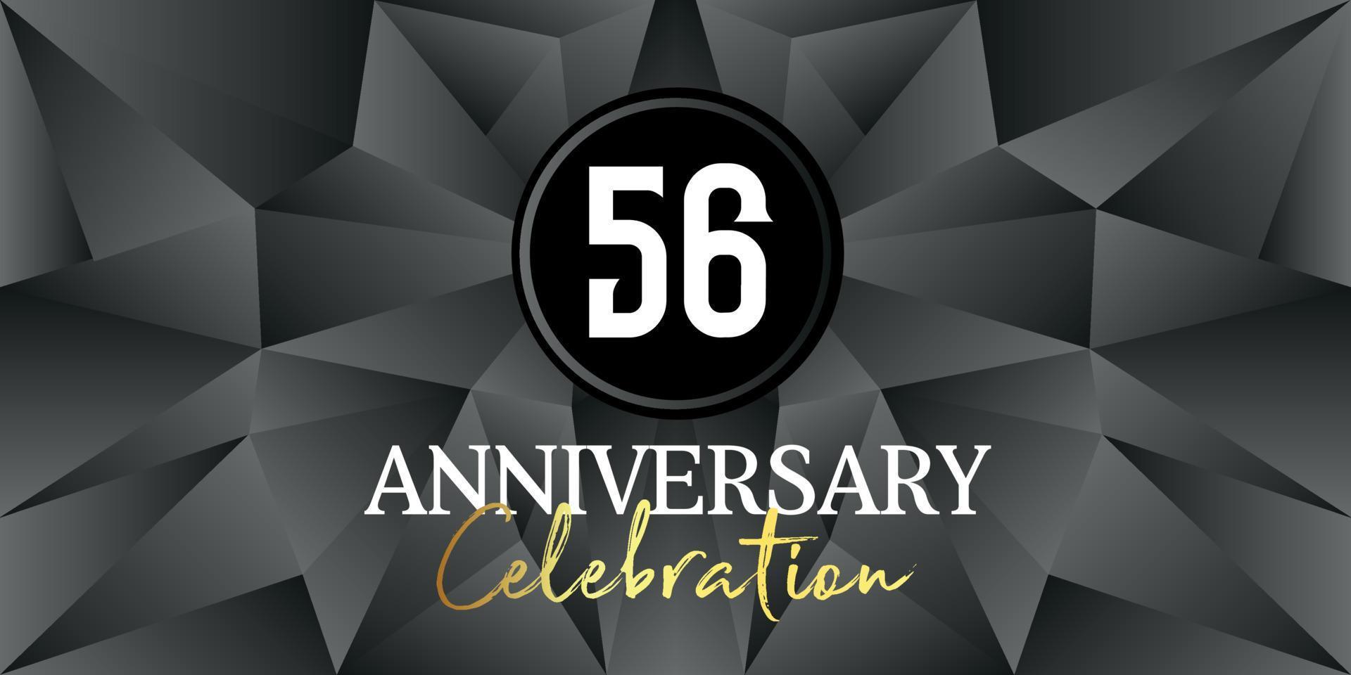 56 year anniversary celebration logo design white and gold color on Elegant Black Background Vector Art abstract background vector