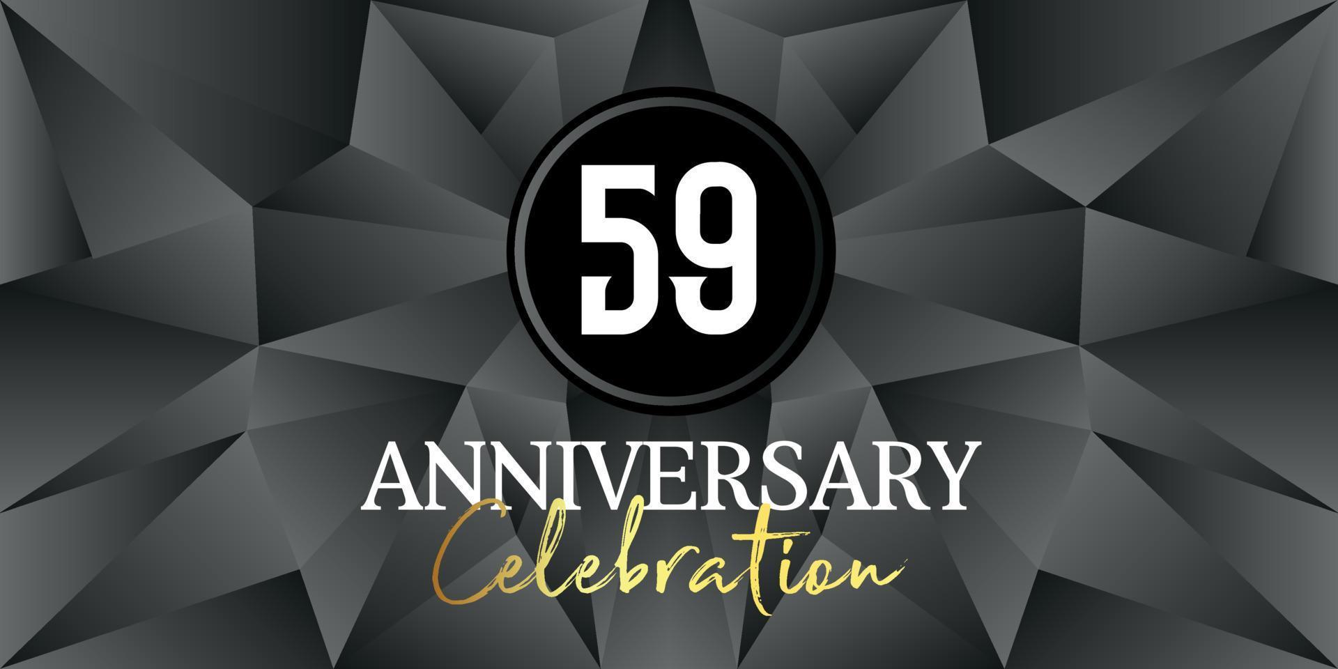 59 year anniversary celebration logo design white and gold color on Elegant Black Background Vector Art abstract background vector